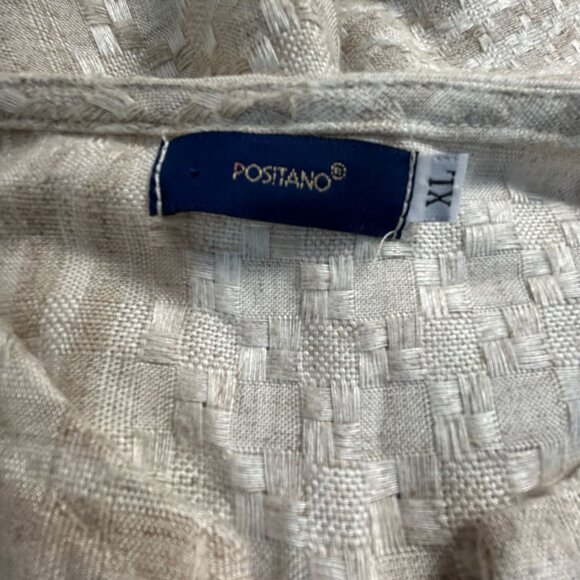 Positano Unisex XL Beige Woven Button-Up Long Sleeve Linen Cotton Lightweight - Picture 3 of 9